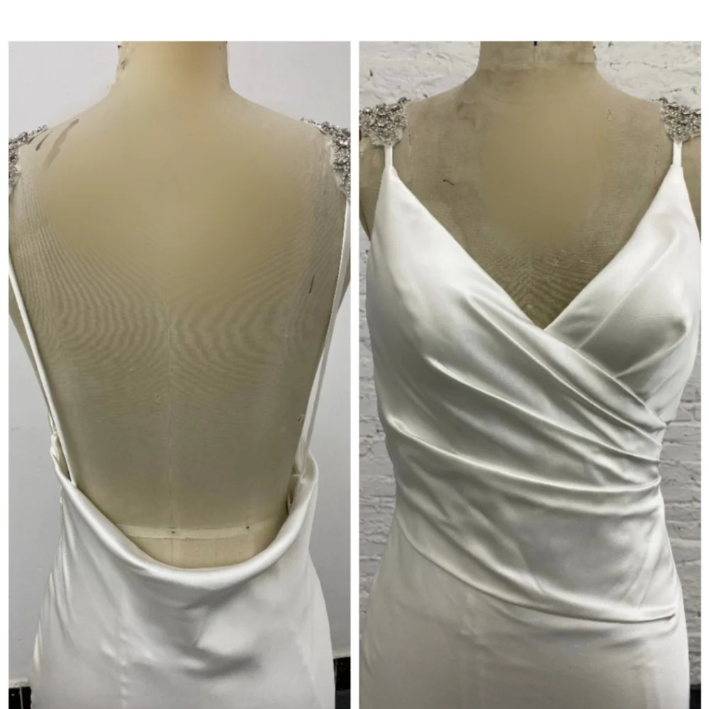 Satin Low Back Wedding Gown ✨ FREE VEIL ✨ - Picture 6 of 15